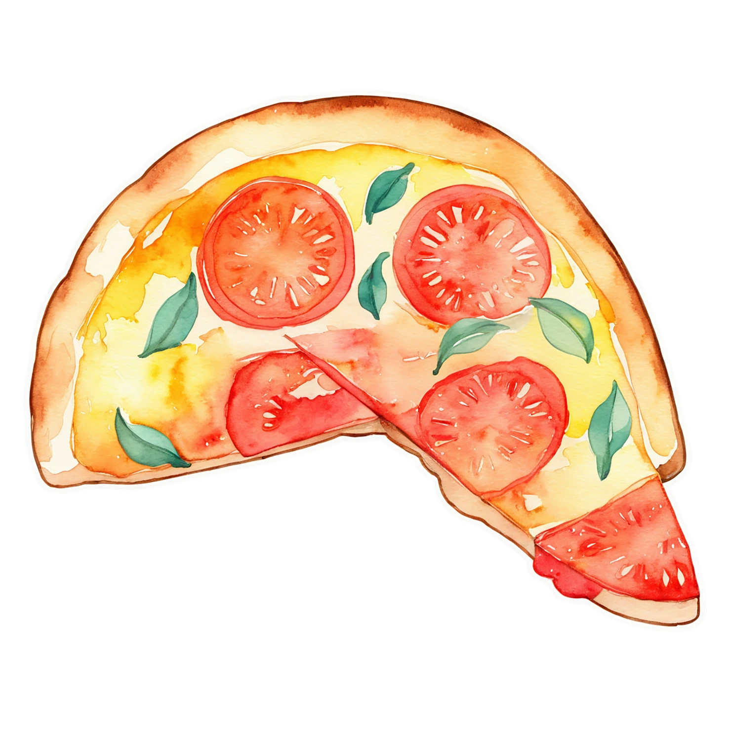 Pizza watercolor sticker isolated on transparent background #21003