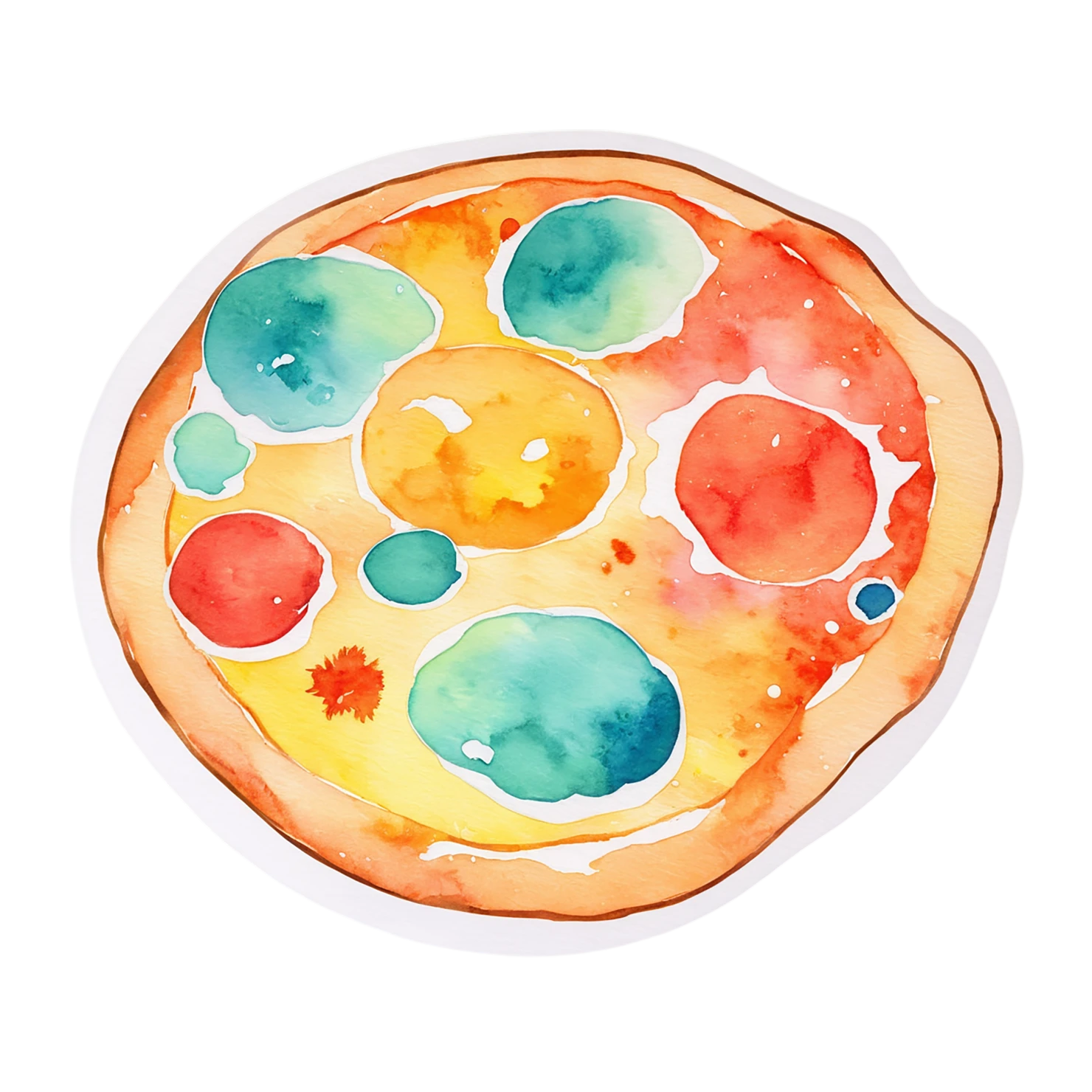Pizza watercolor sticker isolated on transparent background #21008
