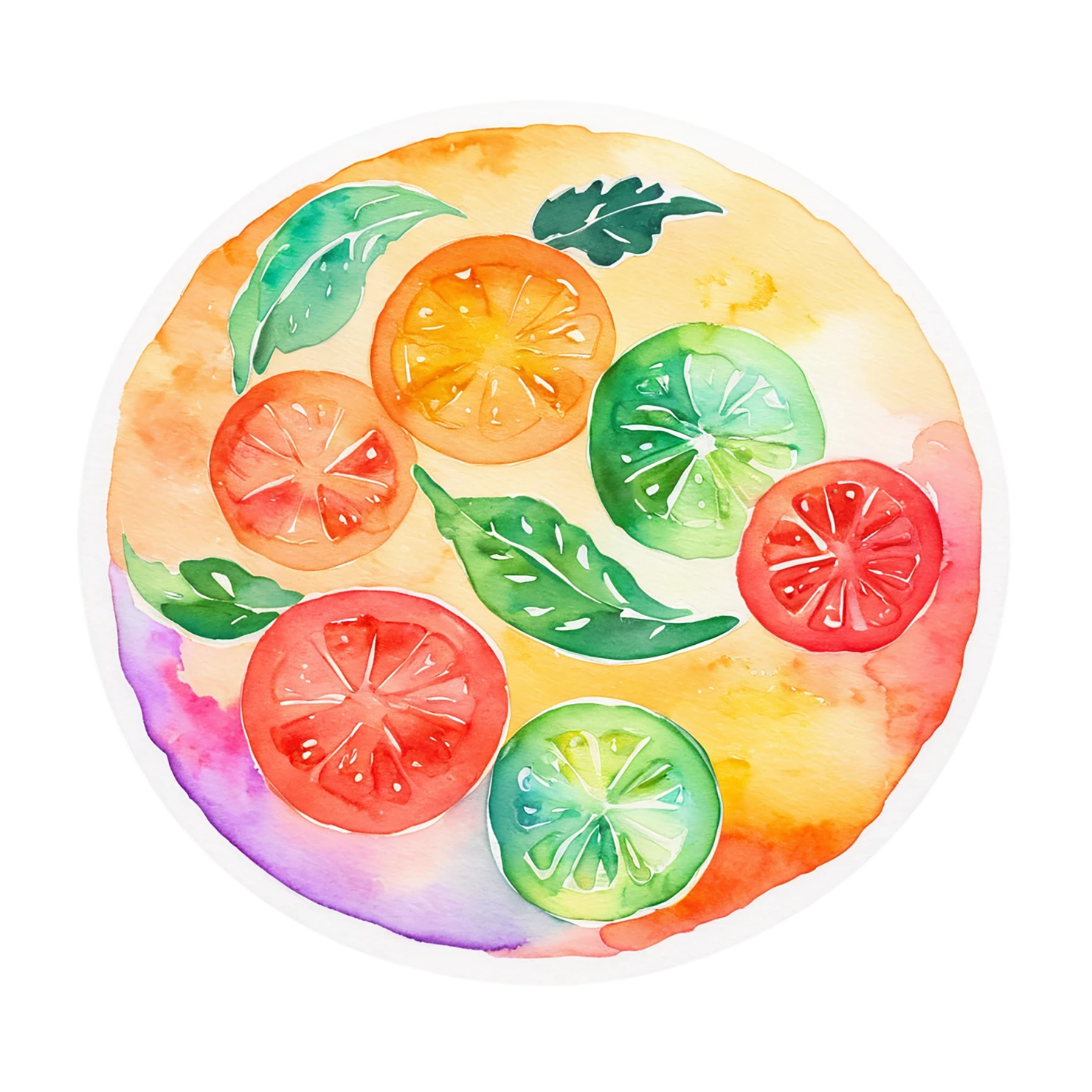 Pizza watercolor sticker isolated on transparent background #21010