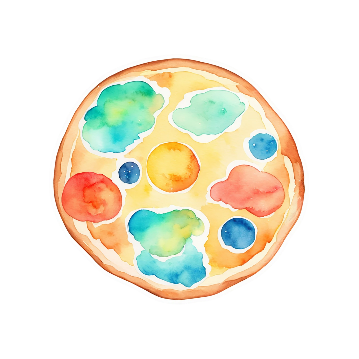 Pizza watercolor sticker isolated on transparent background #21014