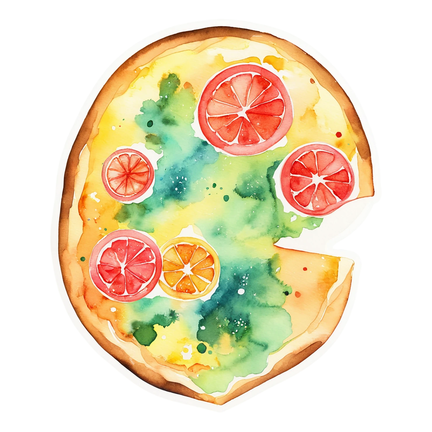 Pizza watercolor sticker isolated on transparent background #21015