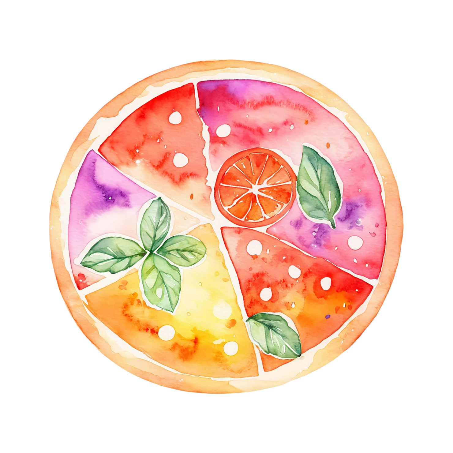 Pizza watercolor sticker isolated on transparent background #21017