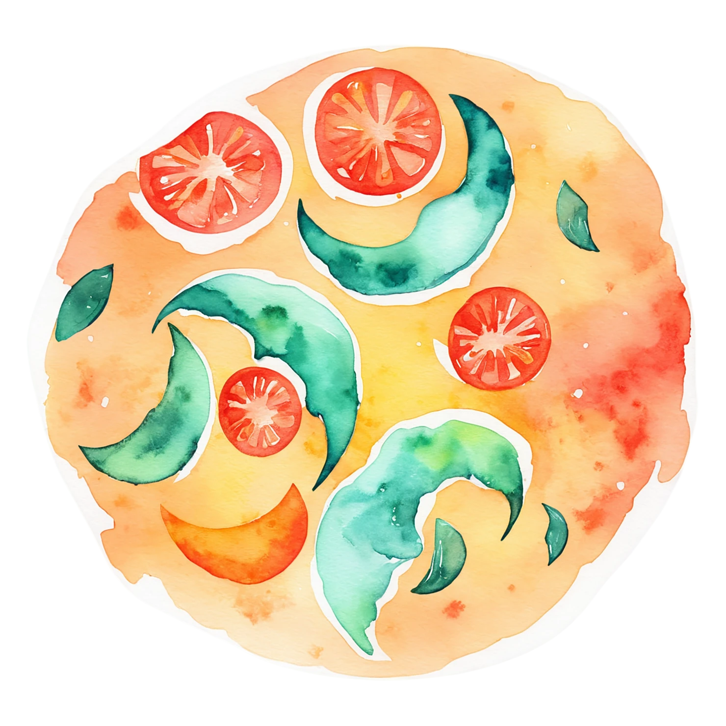 Pizza watercolor sticker isolated on transparent background #21018