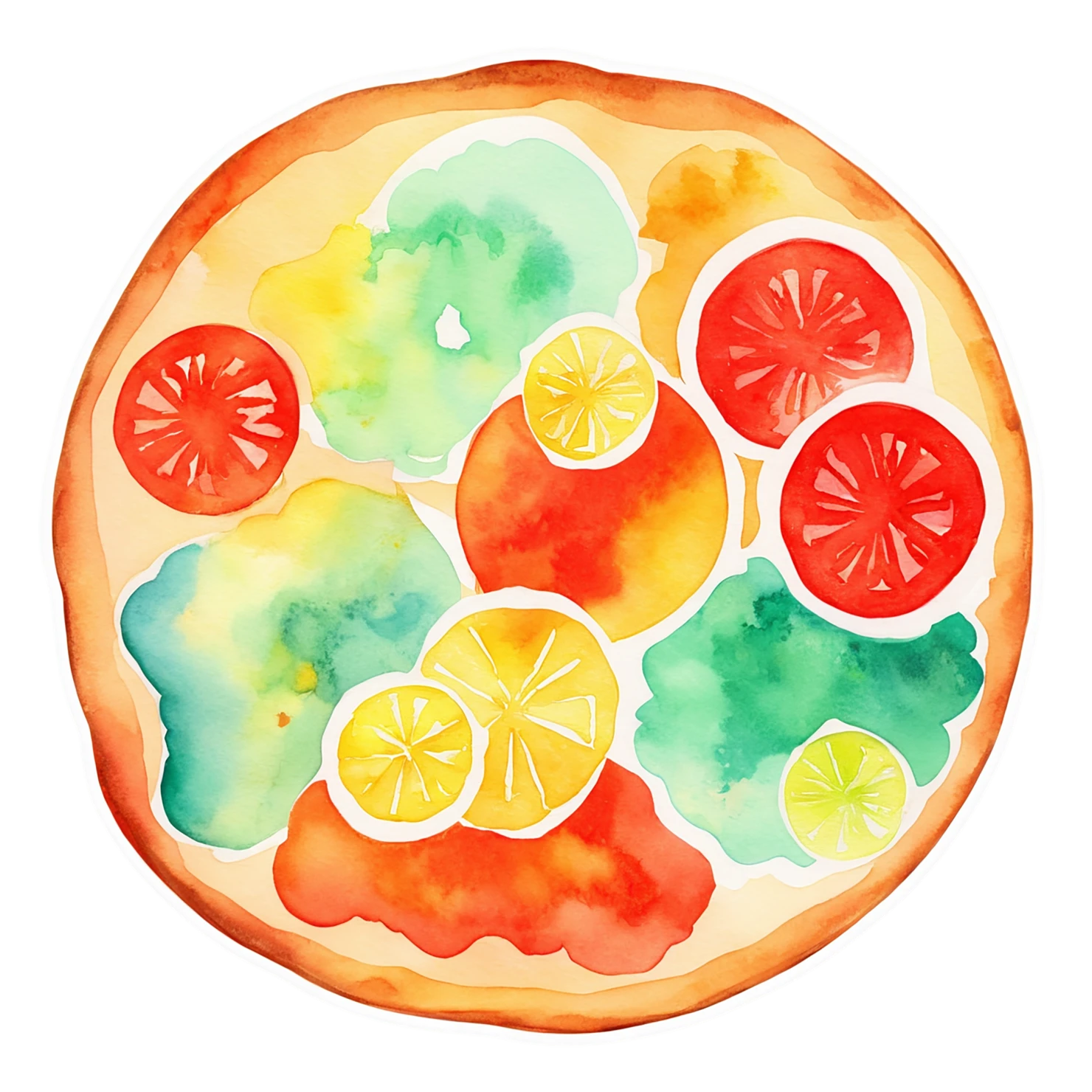 Pizza watercolor sticker isolated on transparent background #21022