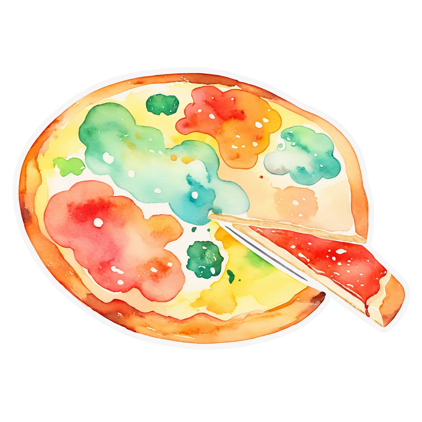 Pizza watercolor sticker isolated on transparent background #21023