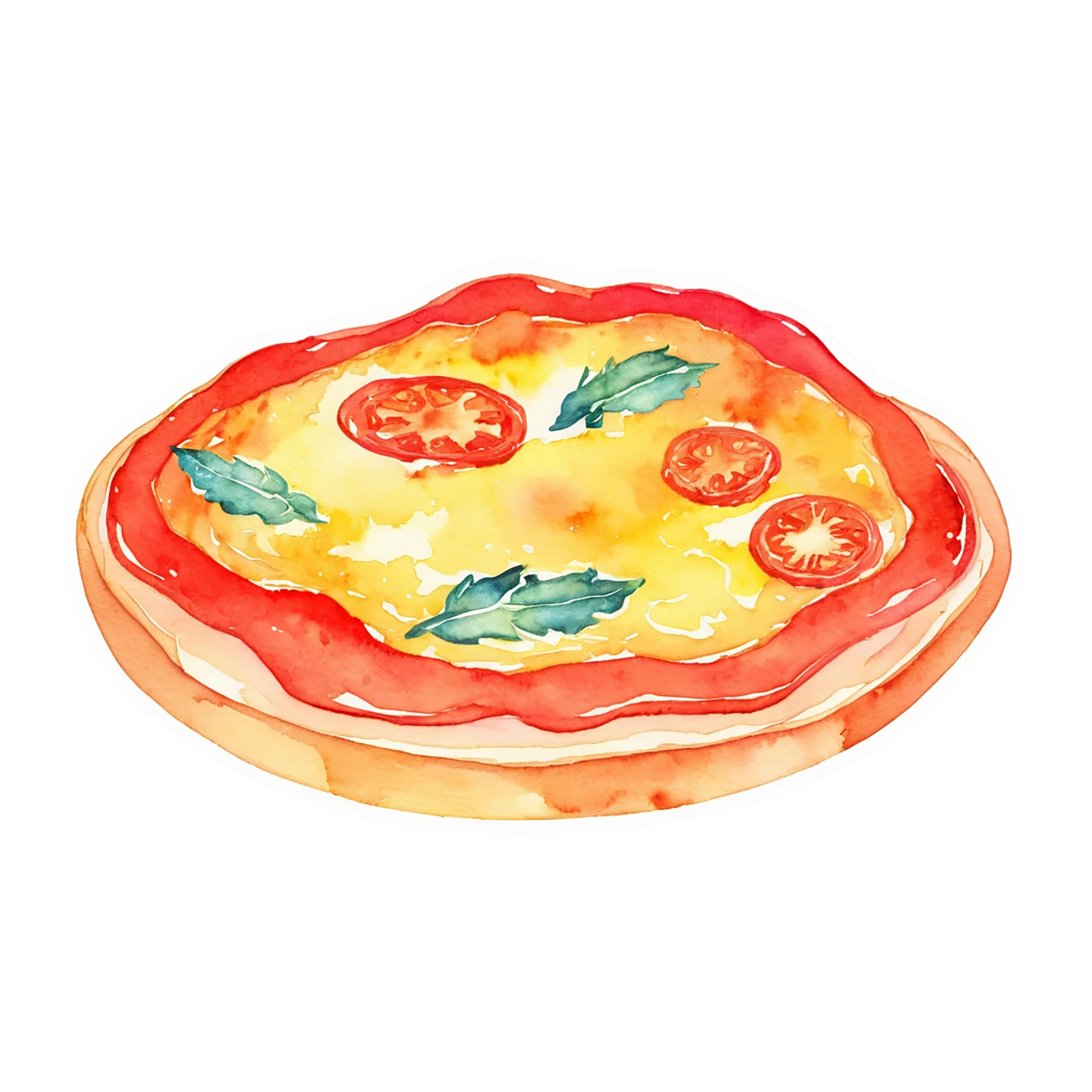 Pizza watercolor sticker isolated on transparent background #21028