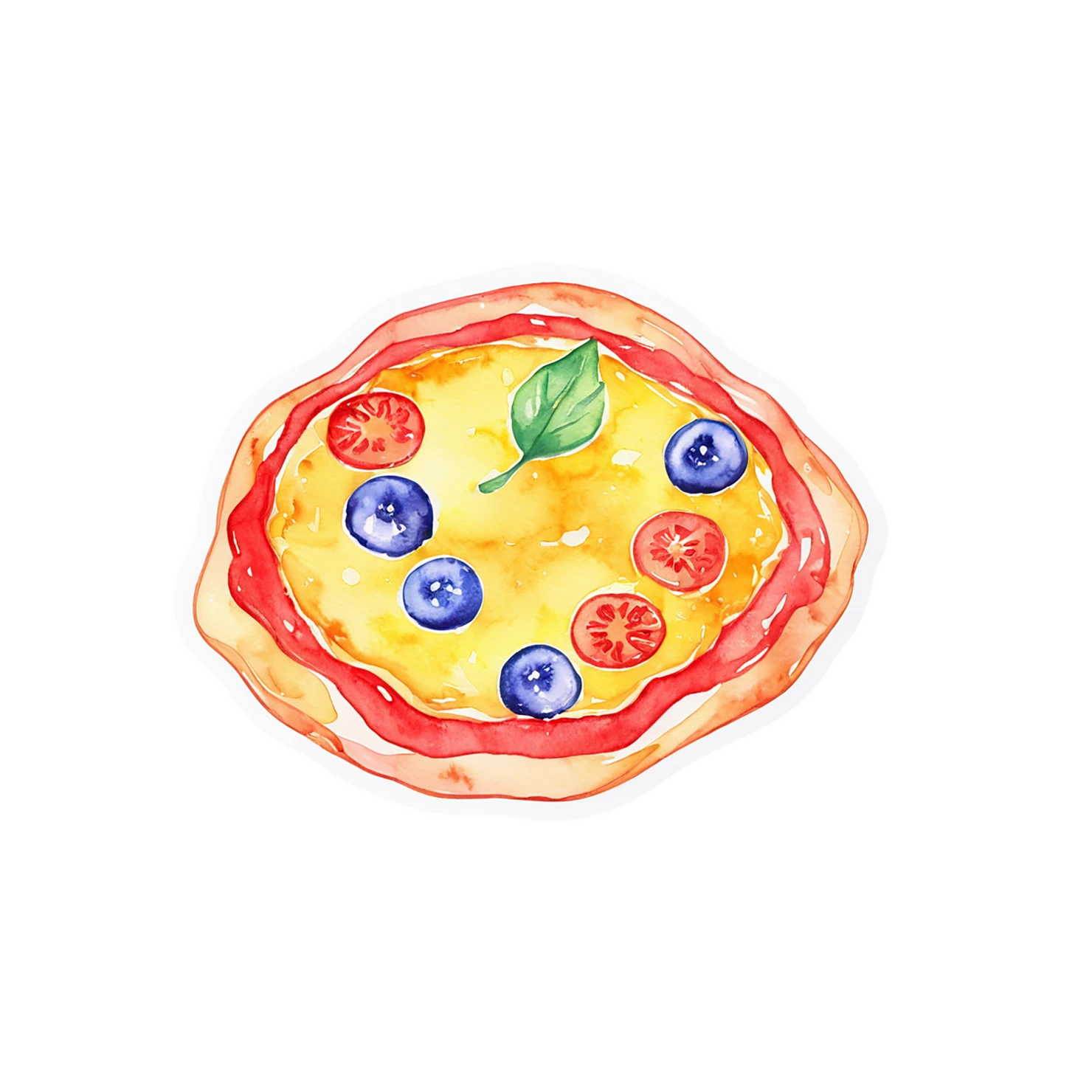 Pizza watercolor sticker isolated on transparent background #21029