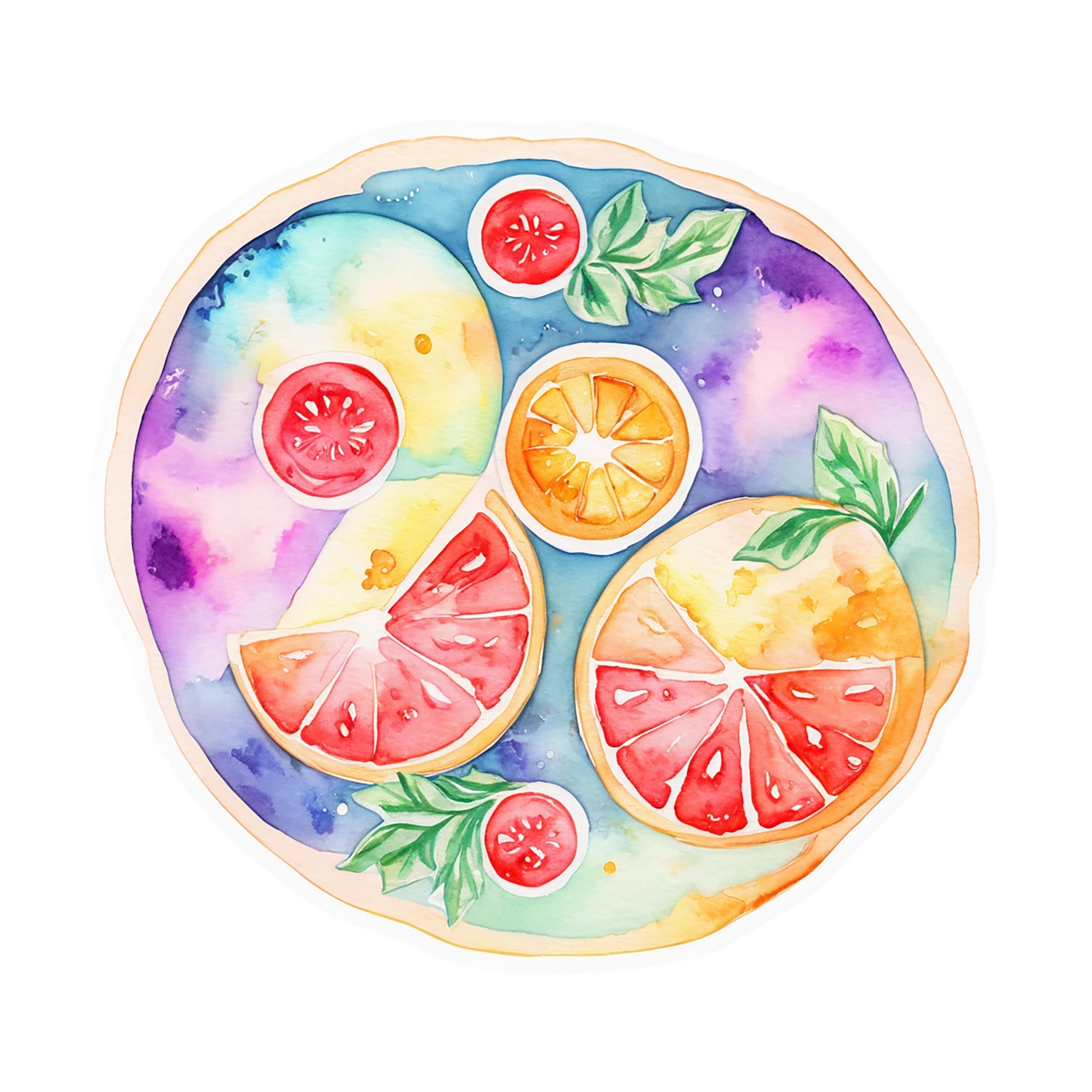 Pizza watercolor sticker isolated on transparent background #21030