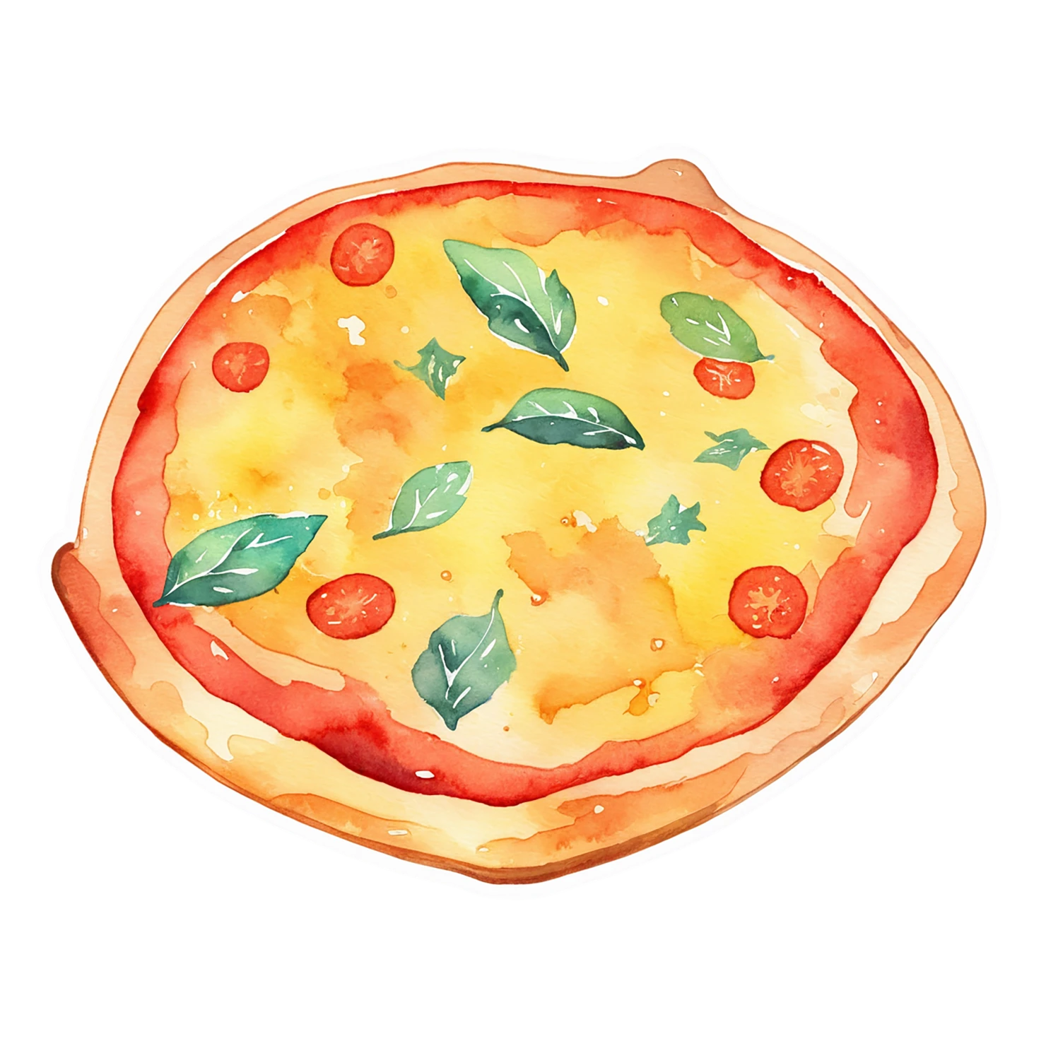 Pizza watercolor sticker isolated on transparent background #21031
