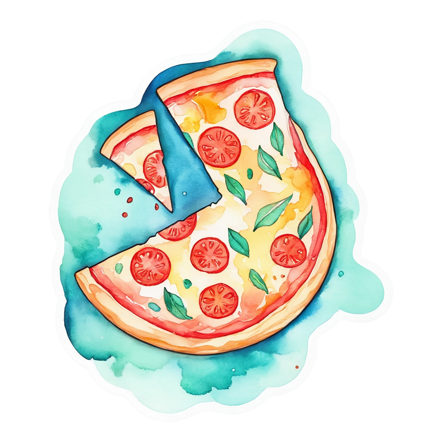 Pizza watercolor sticker isolated on transparent background #21036