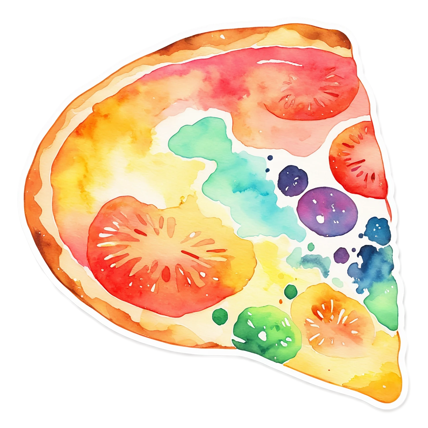 Pizza watercolor sticker isolated on transparent background #21037