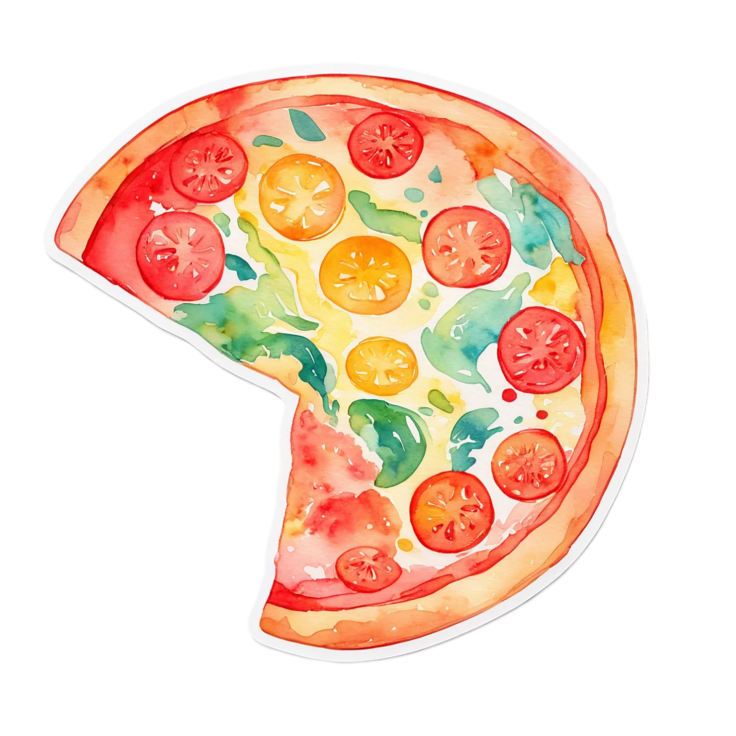 Pizza watercolor sticker isolated on transparent background #21041