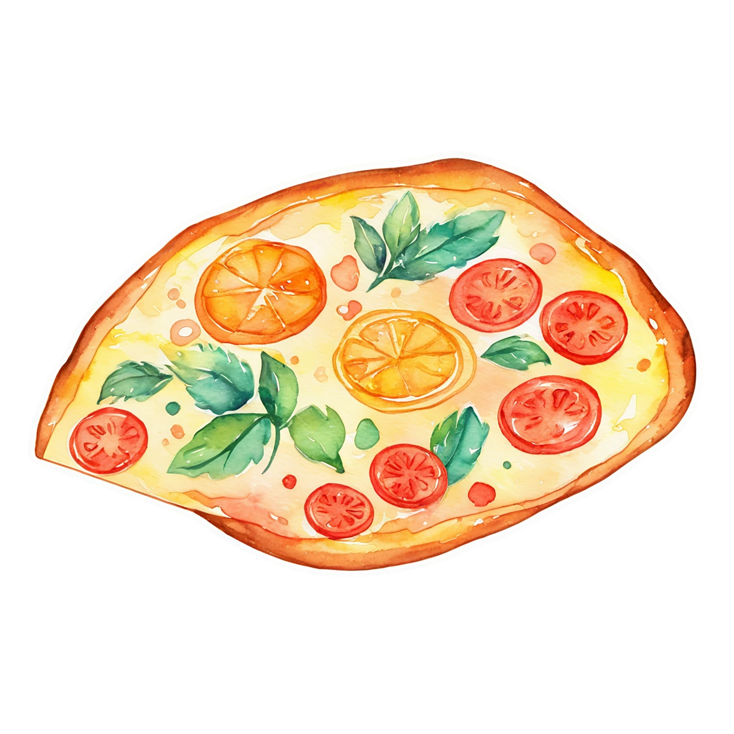 Pizza watercolor sticker isolated on transparent background #21043