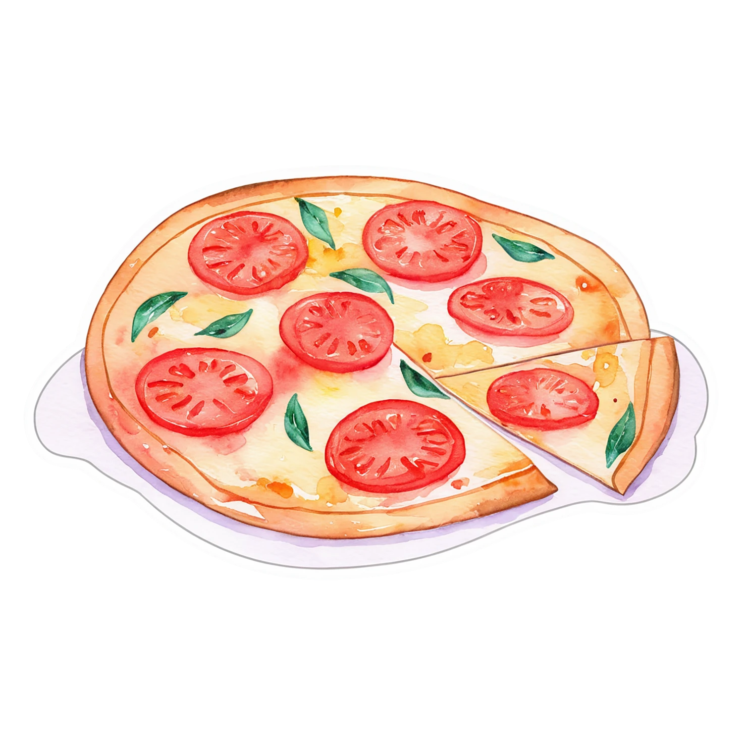 Pizza watercolor sticker isolated on transparent background #21048