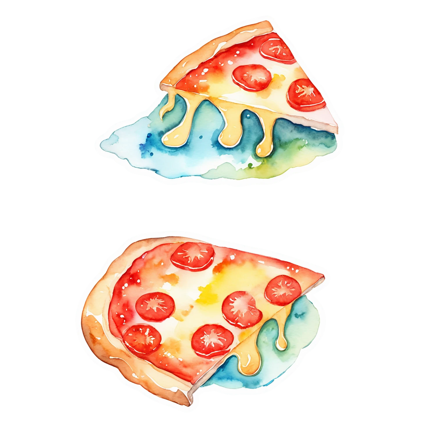 Pizza watercolor sticker isolated on transparent background #21052