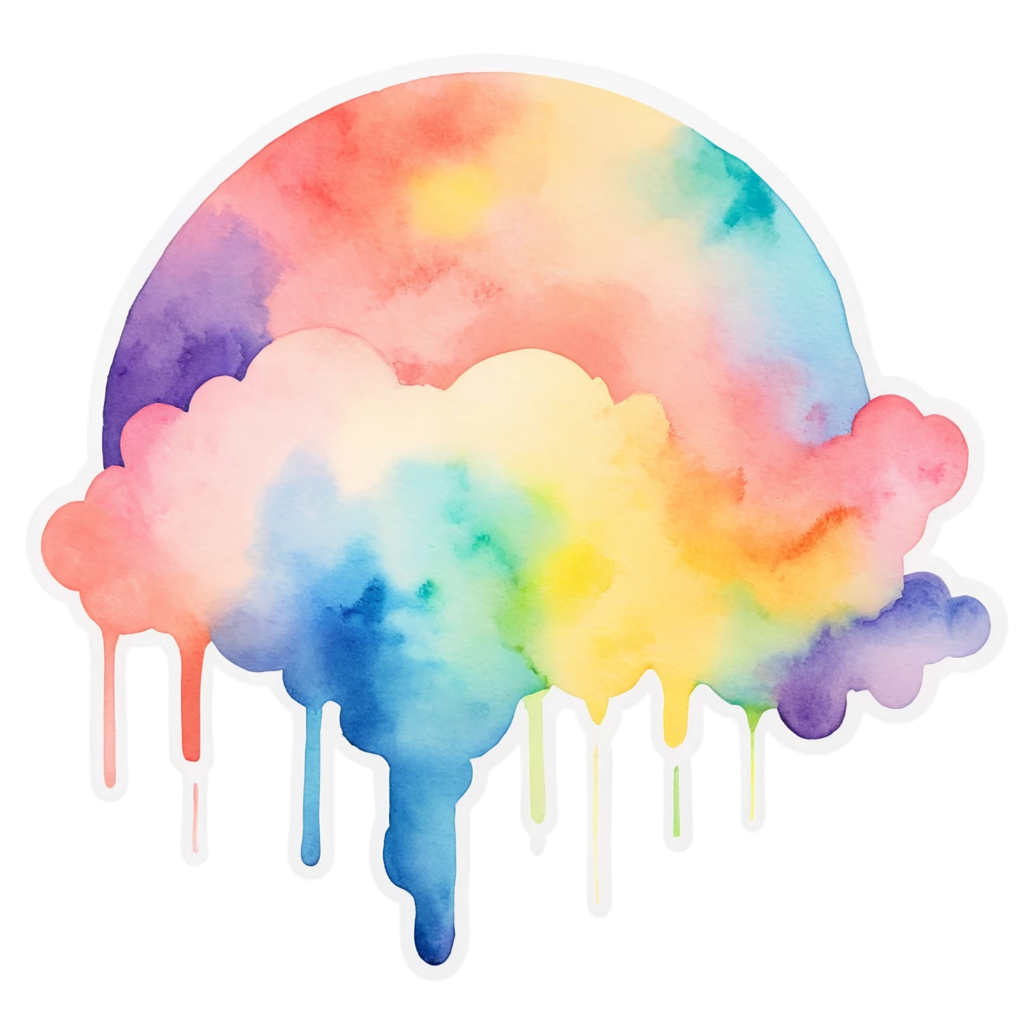 Rainbow watercolor sticker isolated on transparent background #21090