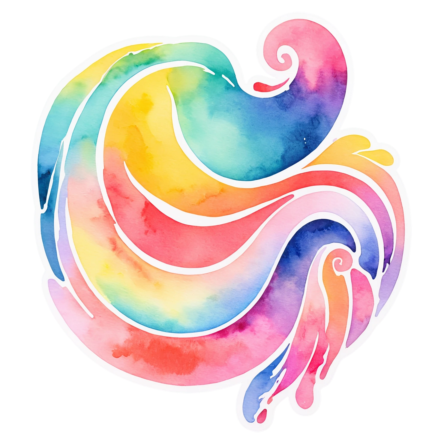 Rainbow watercolor sticker isolated on transparent background #21192