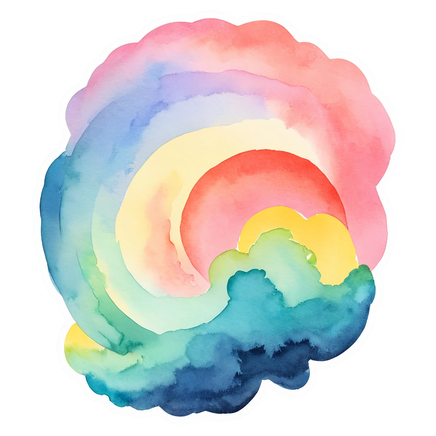 Rainbow watercolor sticker isolated on transparent background #21200