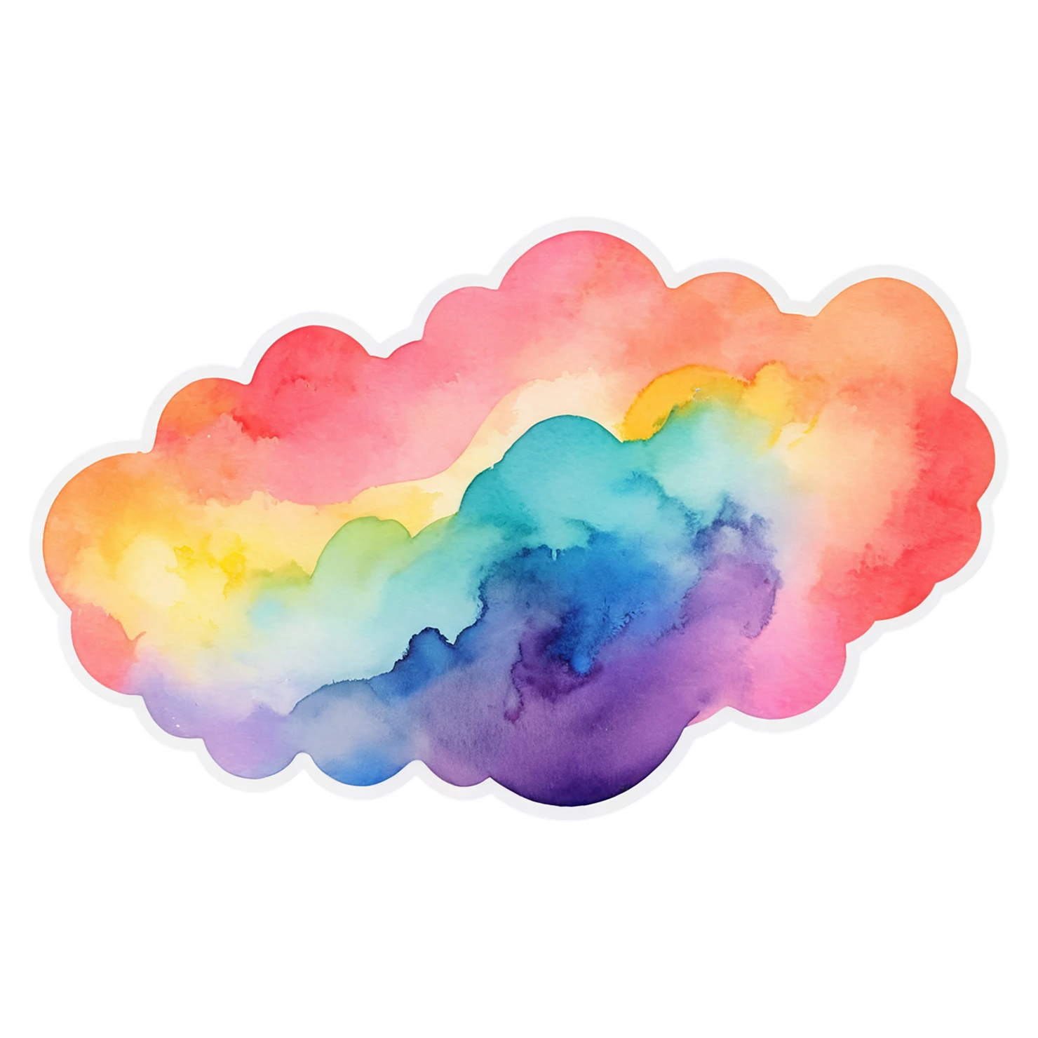 Rainbow watercolor sticker isolated on transparent background #21204