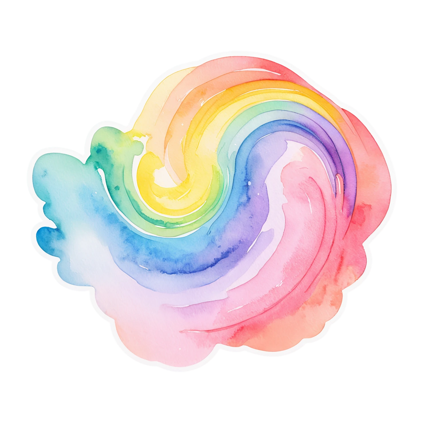 Rainbow watercolor sticker isolated on transparent background #21235