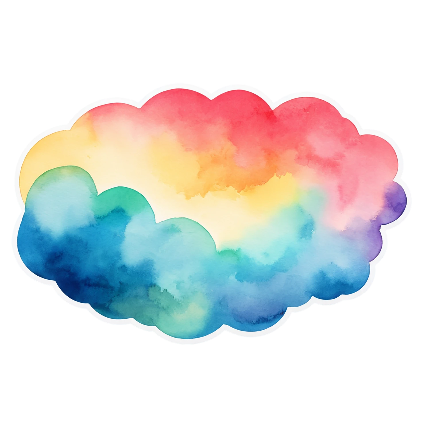 Rainbow watercolor sticker isolated on transparent background #21242