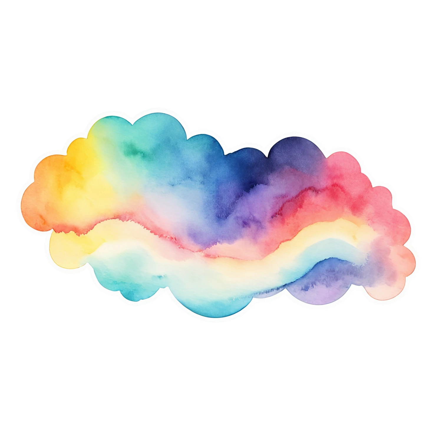 Rainbow watercolor sticker isolated on transparent background #21243