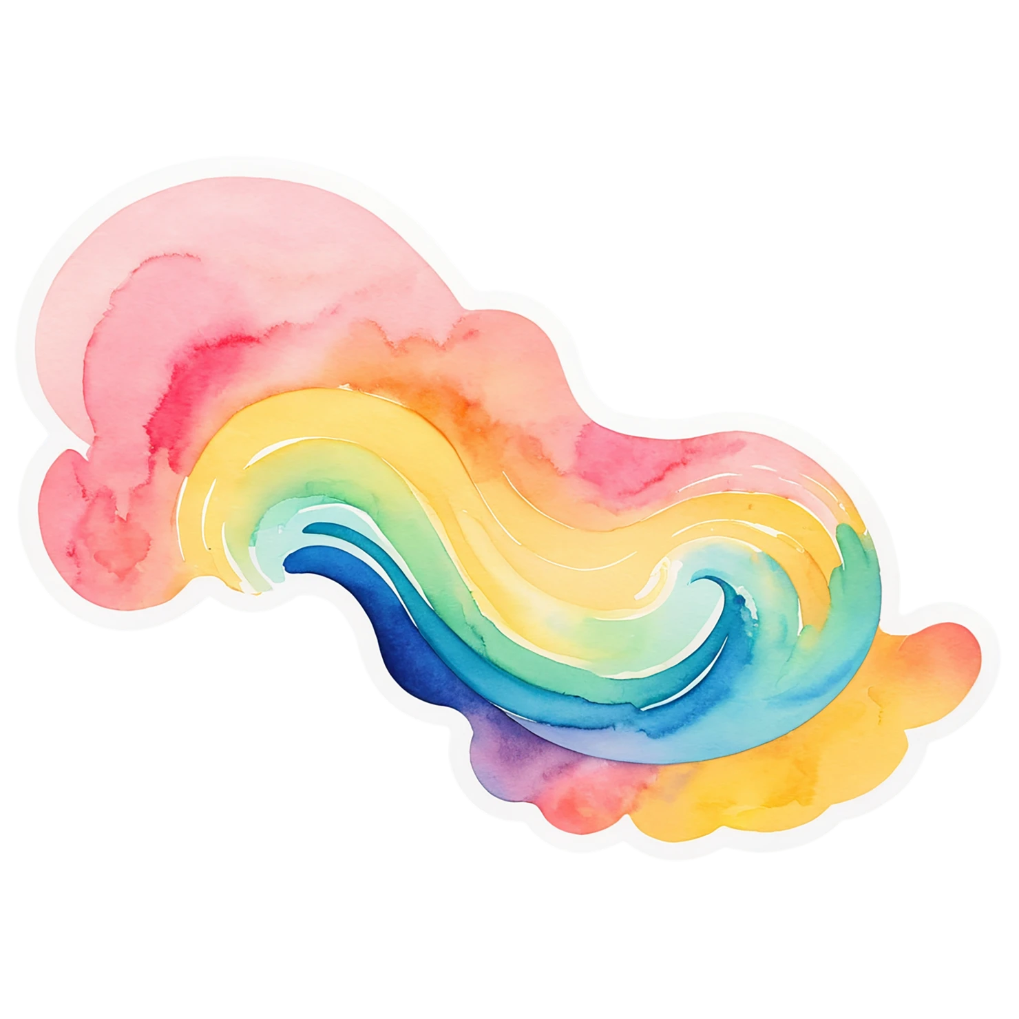 Rainbow watercolor sticker isolated on transparent background #21252