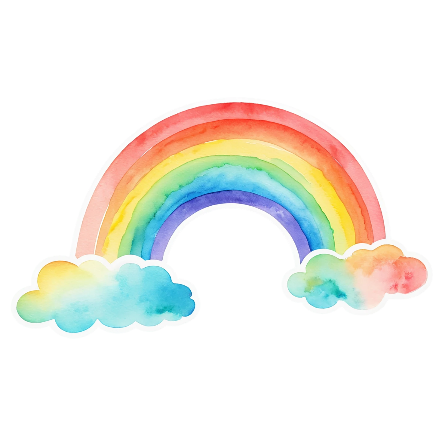Rainbow watercolor sticker isolated on transparent background #21253