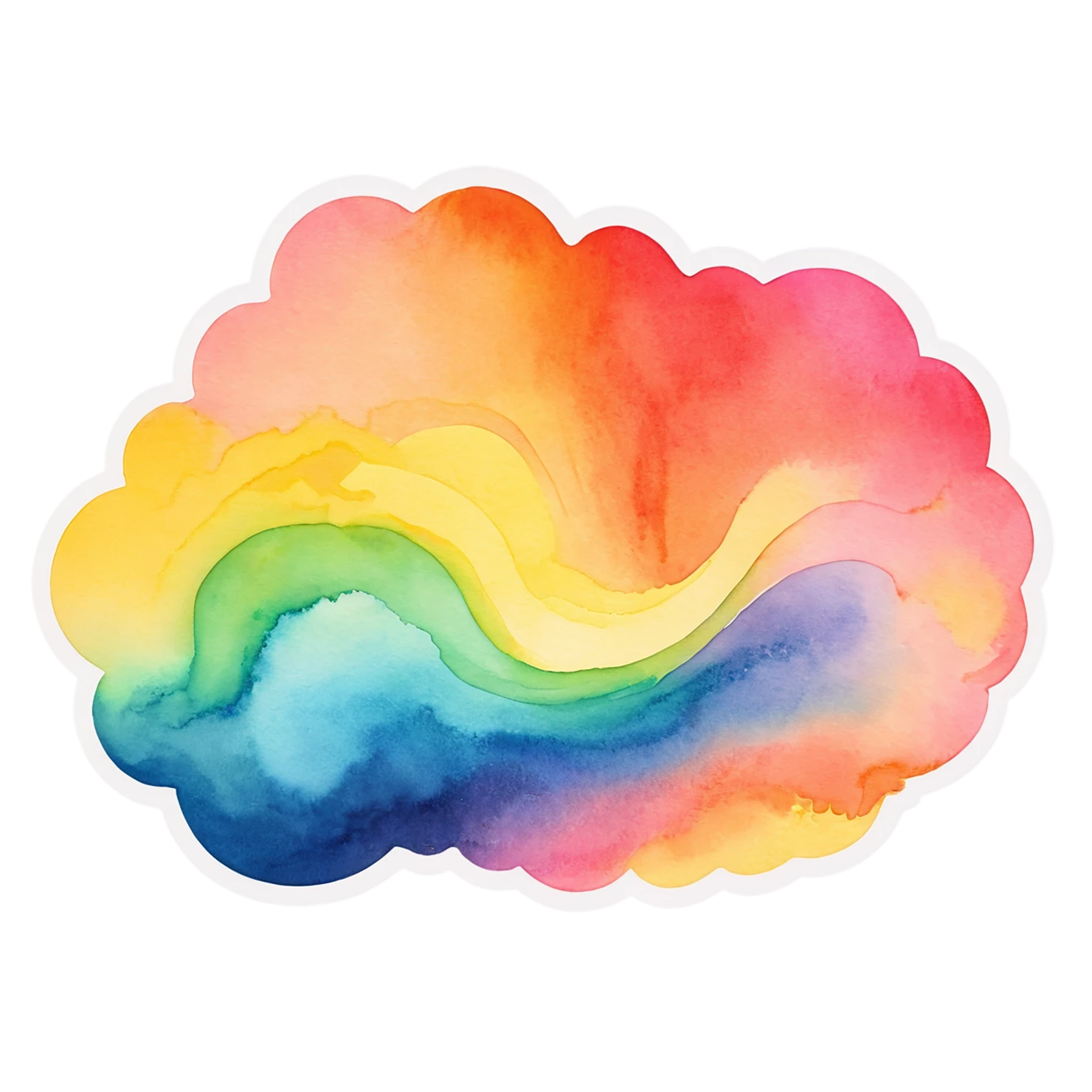 Rainbow watercolor sticker isolated on transparent background #21255