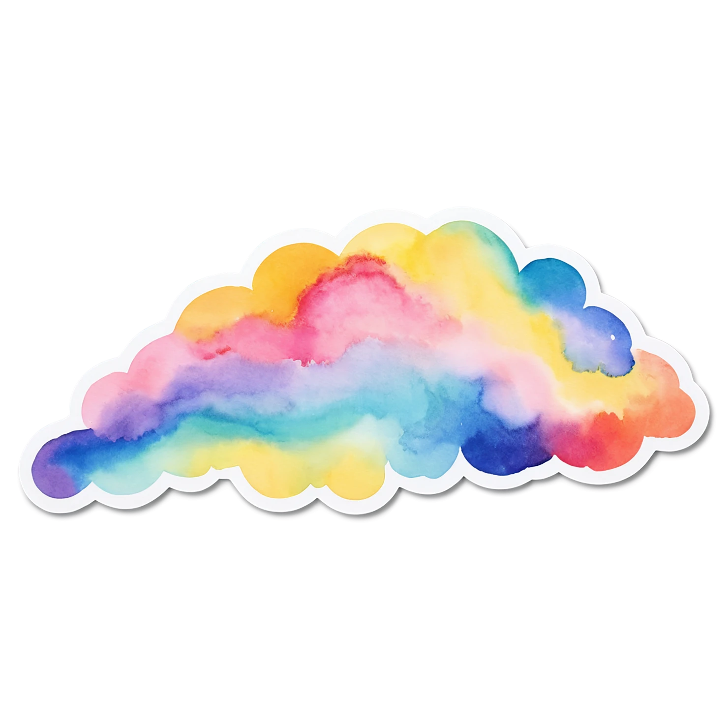 Rainbow watercolor sticker isolated on transparent background #21272