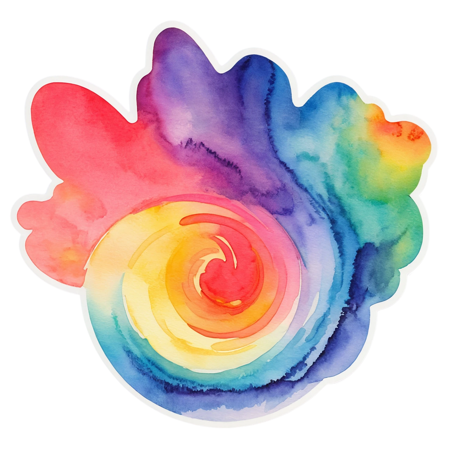 Rainbow watercolor sticker isolated on transparent background #21282
