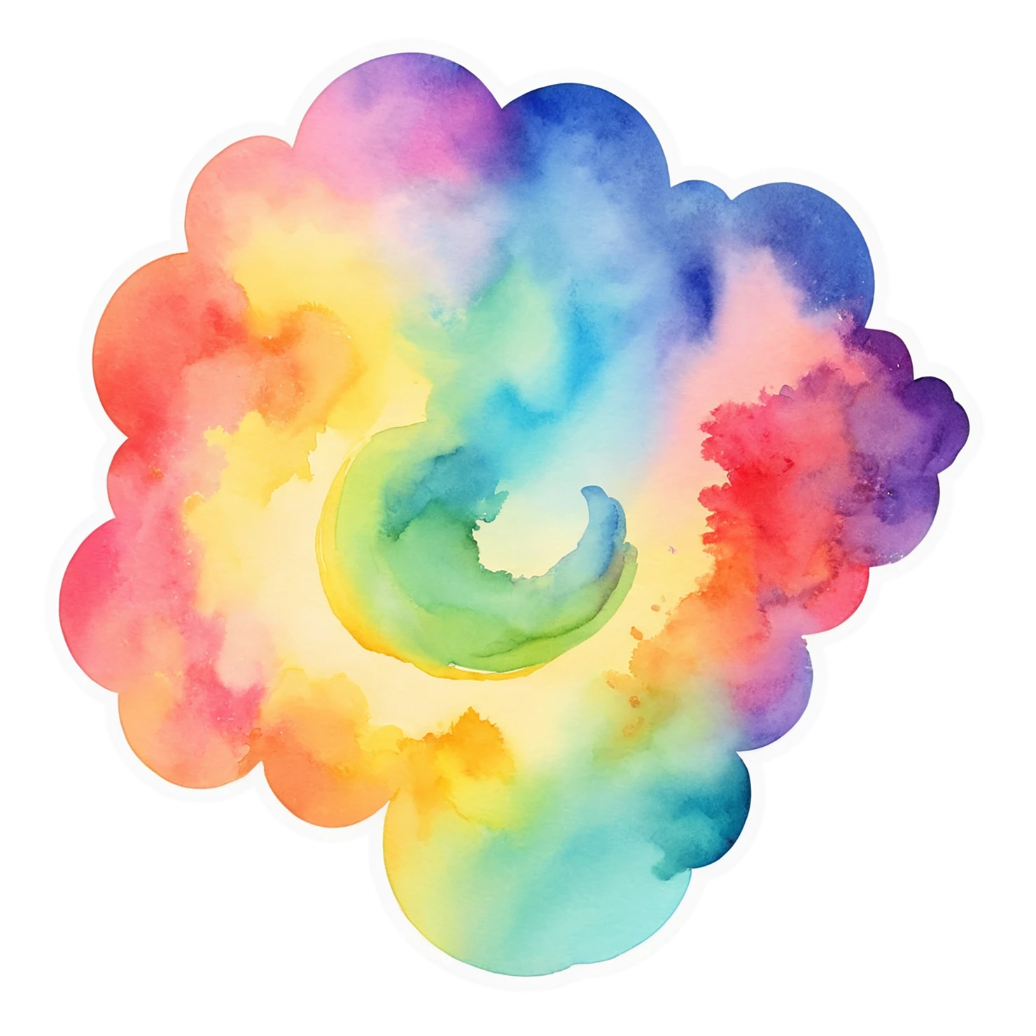 Rainbow watercolor sticker isolated on transparent background #21294