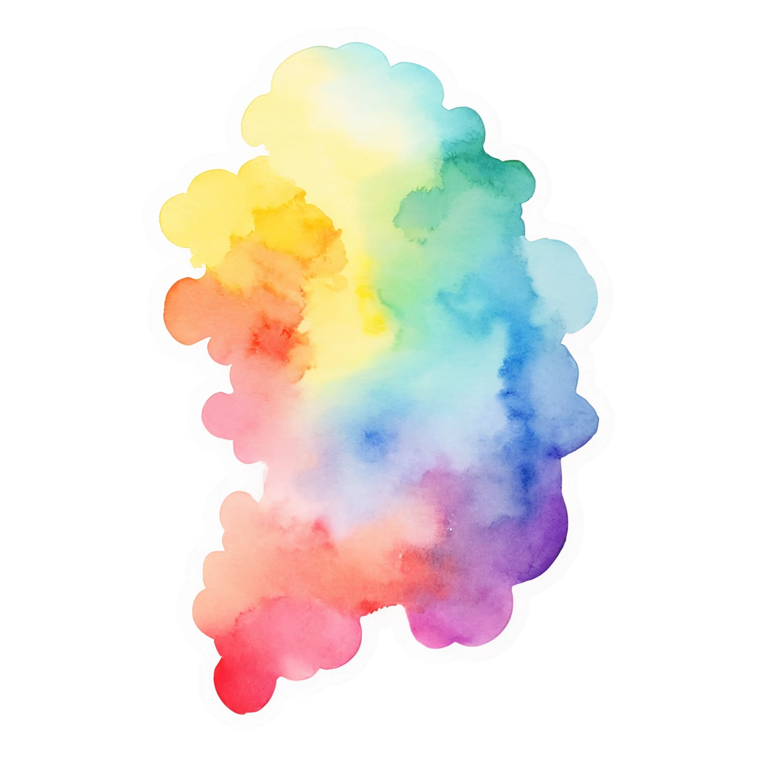 Rainbow watercolor sticker isolated on transparent background #21297