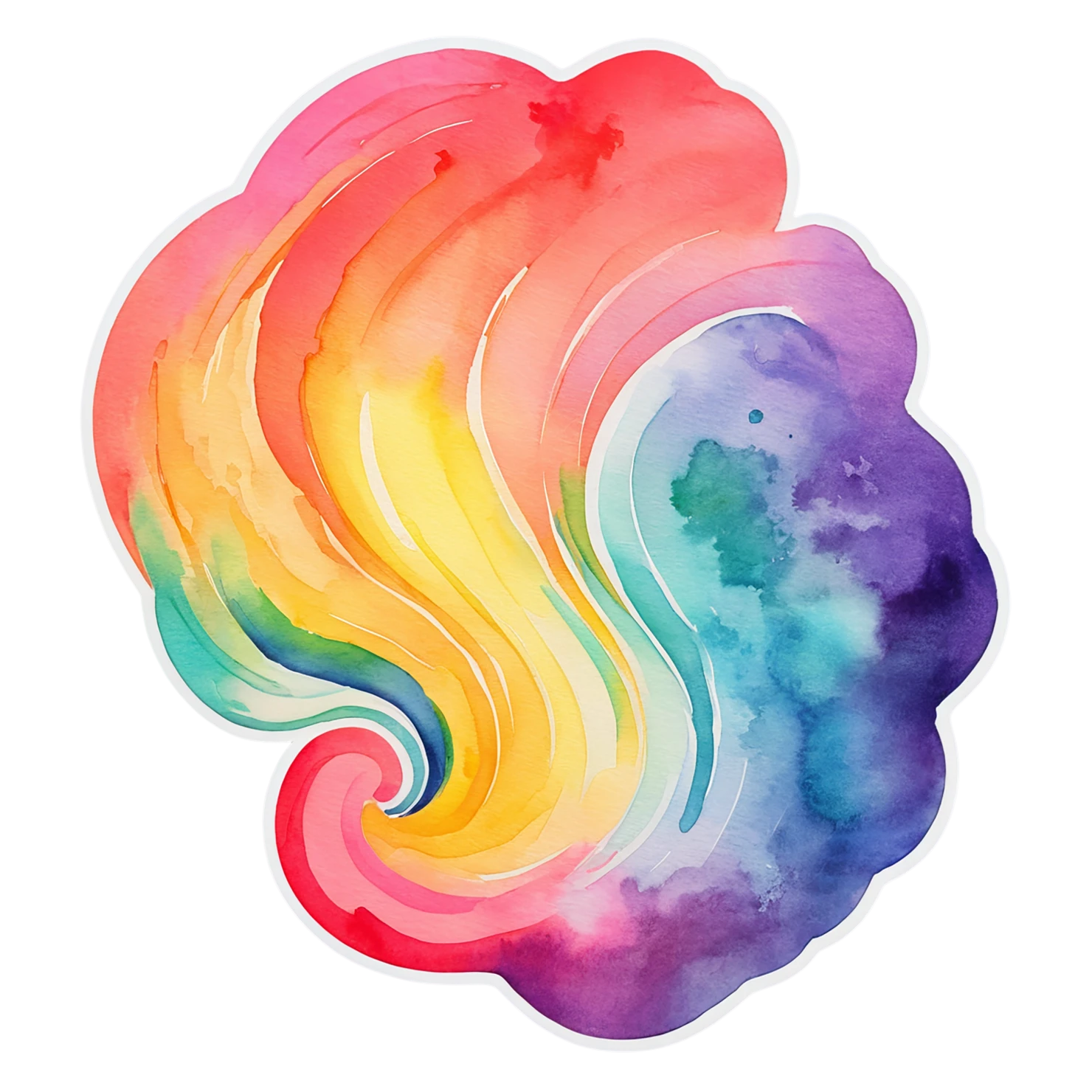 Rainbow watercolor sticker isolated on transparent background #21298
