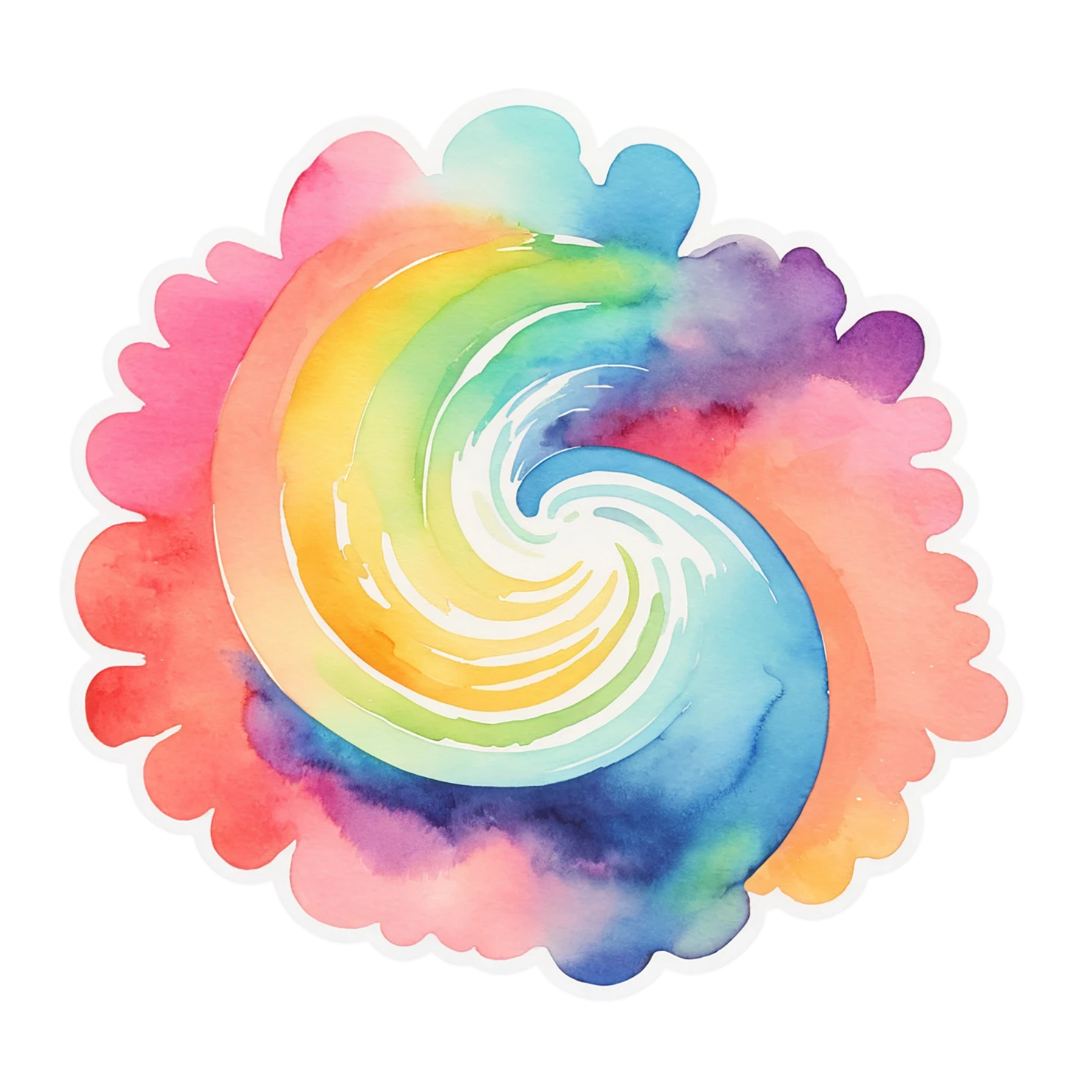 Rainbow watercolor sticker isolated on transparent background #21305