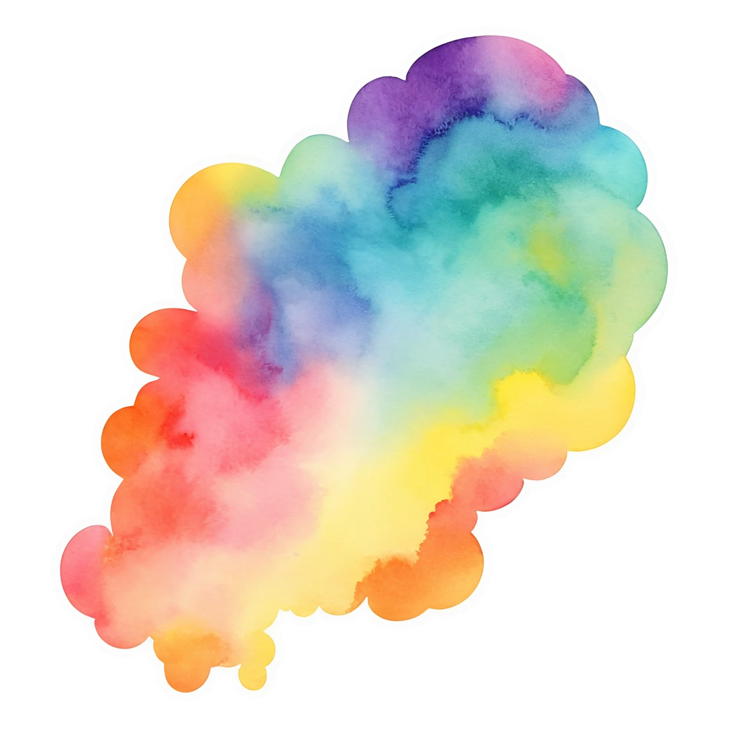 Rainbow watercolor sticker isolated on transparent background #21342