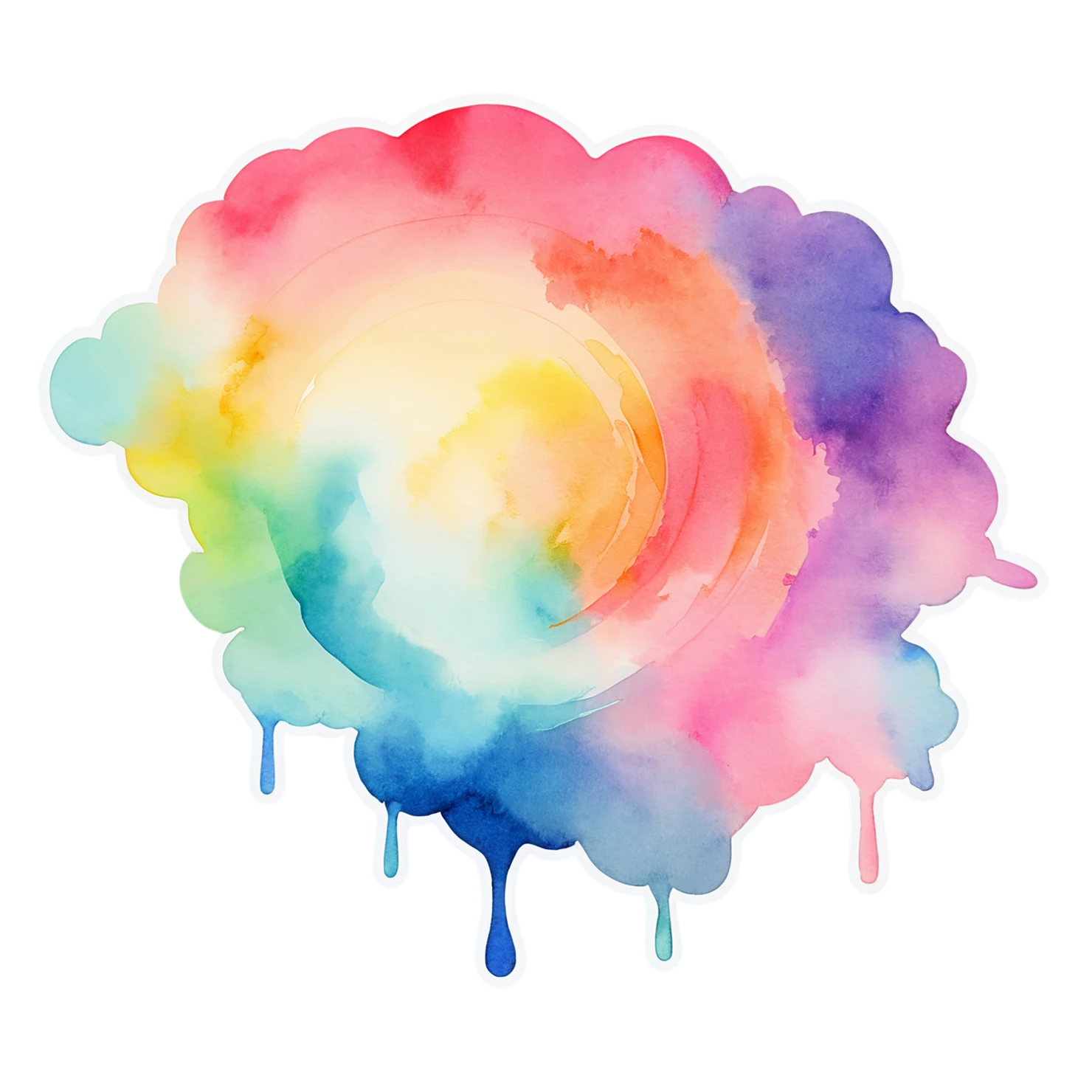Rainbow watercolor sticker isolated on transparent background #21350
