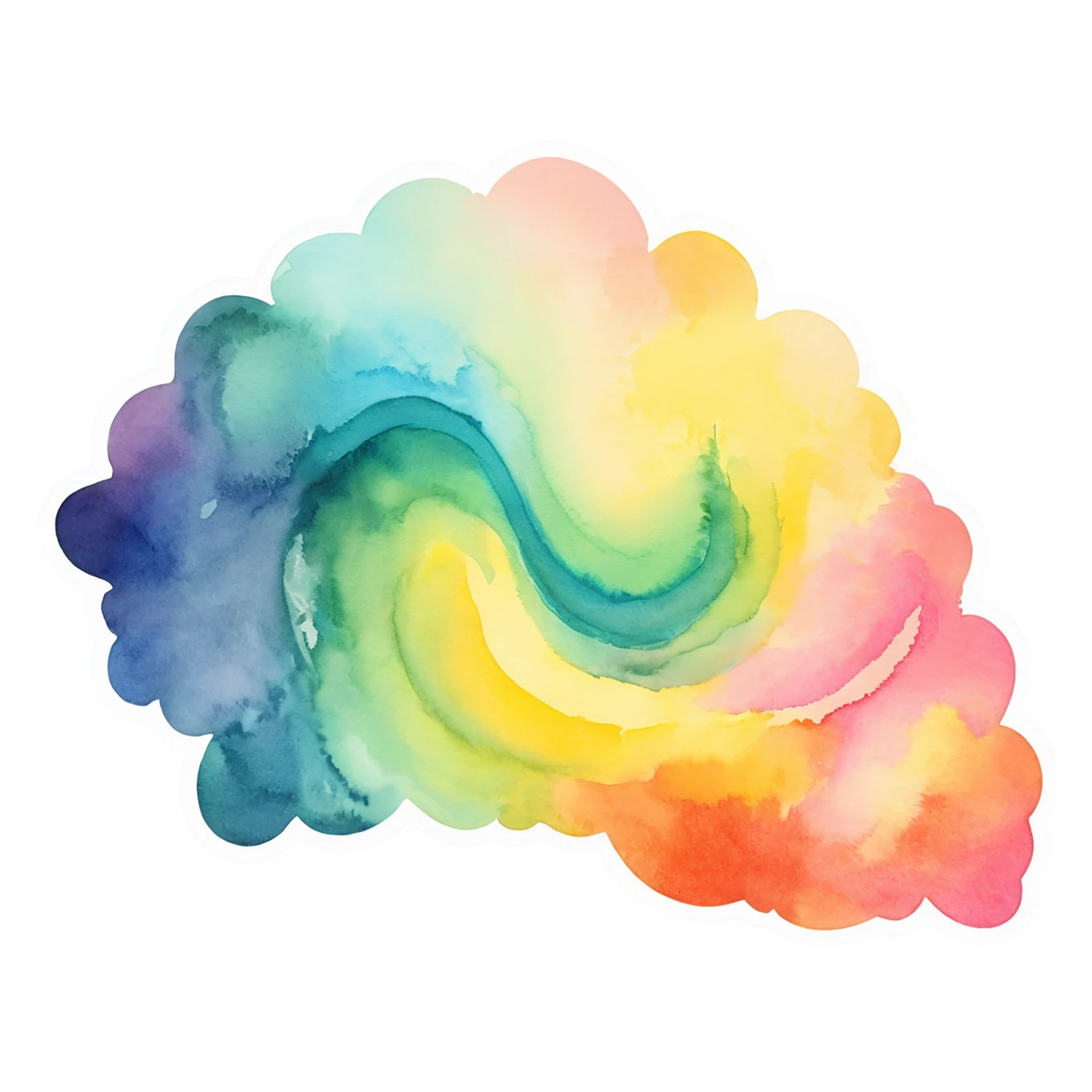 Rainbow watercolor sticker isolated on transparent background #21357