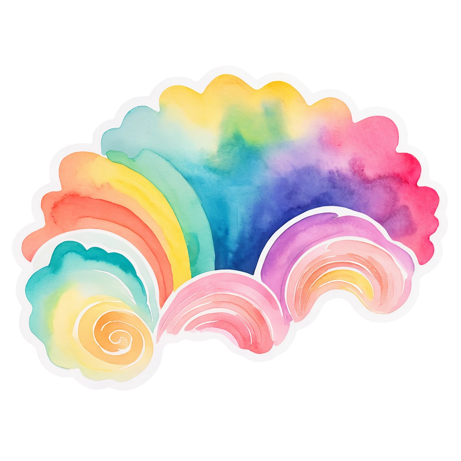 Rainbow watercolor sticker isolated on transparent background #21360