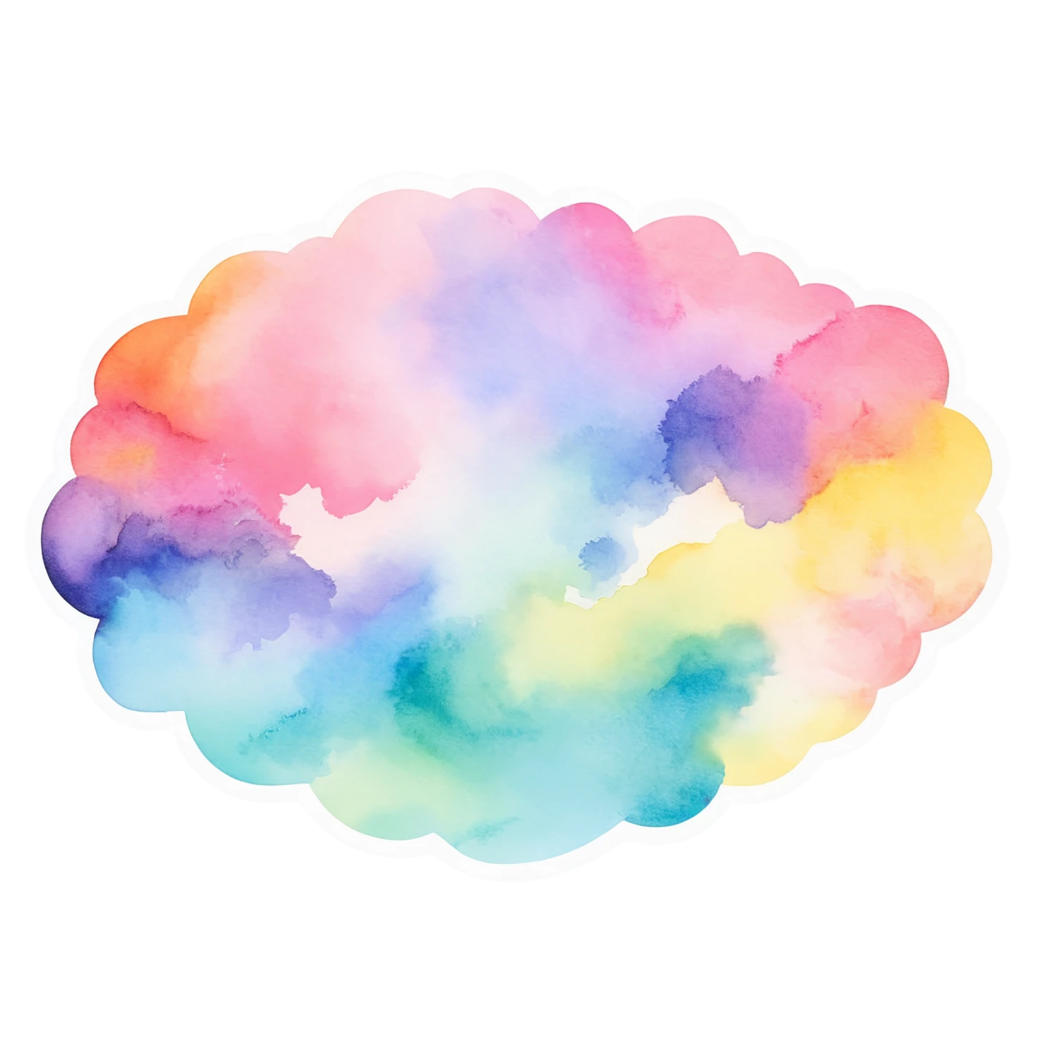 Rainbow watercolor sticker isolated on transparent background #21364