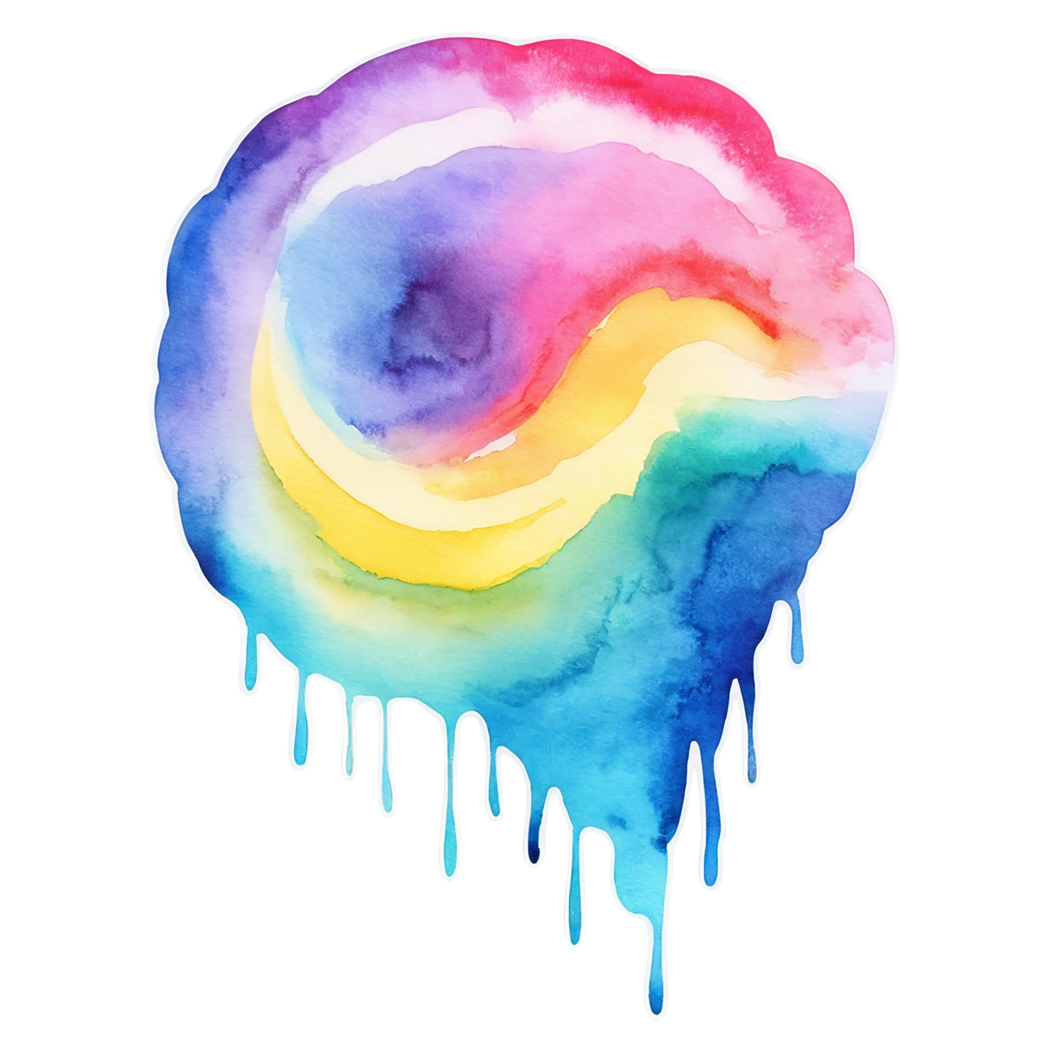 Rainbow watercolor sticker isolated on transparent background #21372