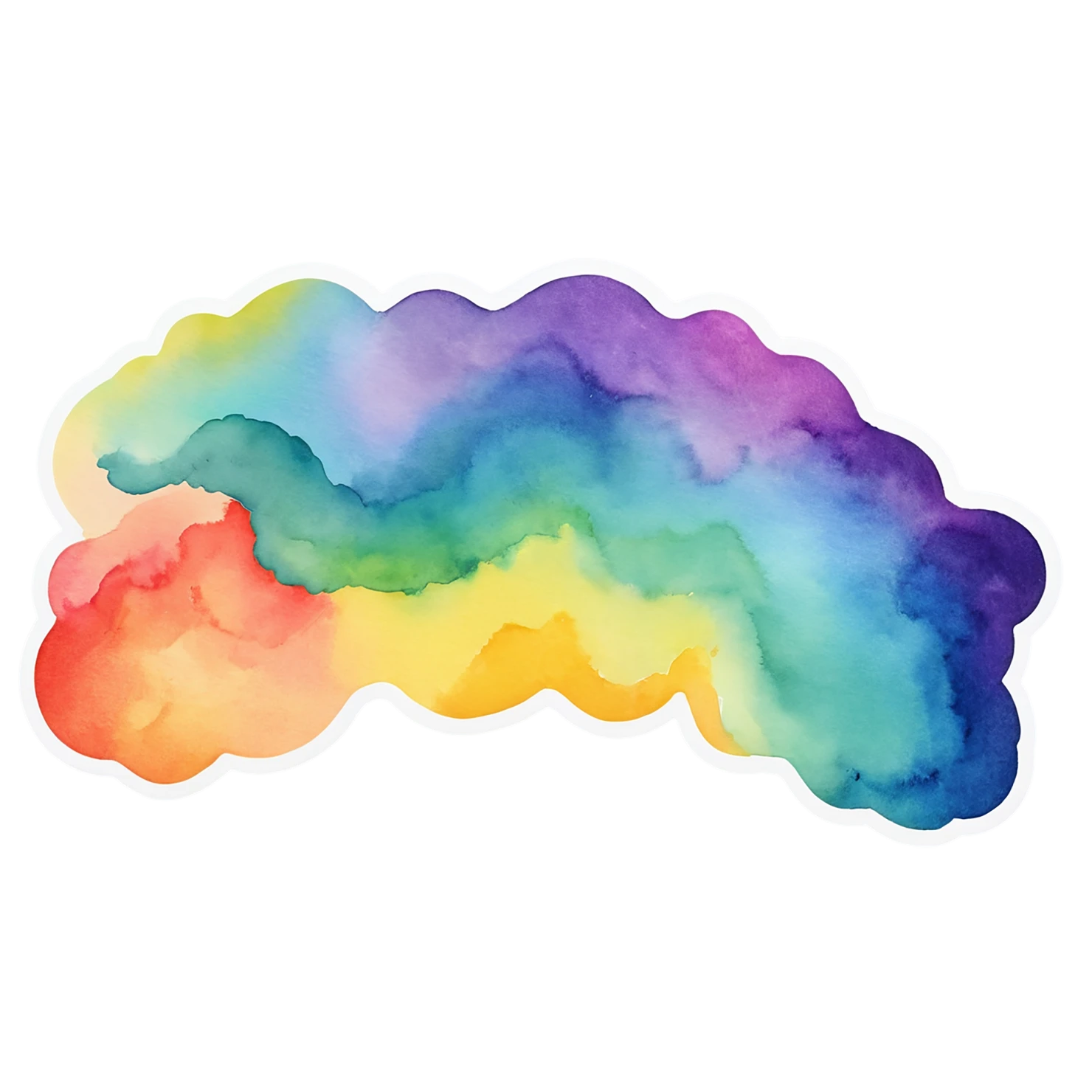 Rainbow watercolor sticker isolated on transparent background #21373