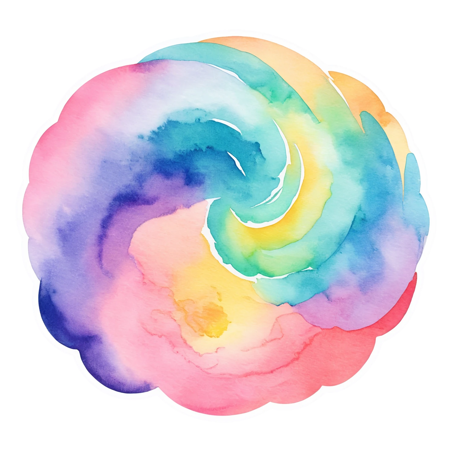 Rainbow watercolor sticker isolated on transparent background #21379