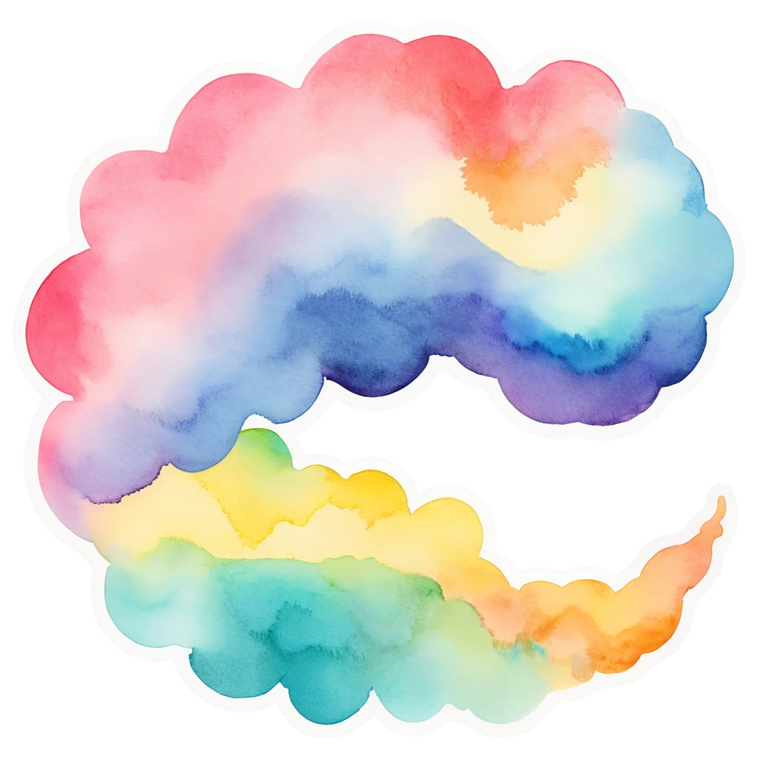 Rainbow watercolor sticker isolated on transparent background #21381
