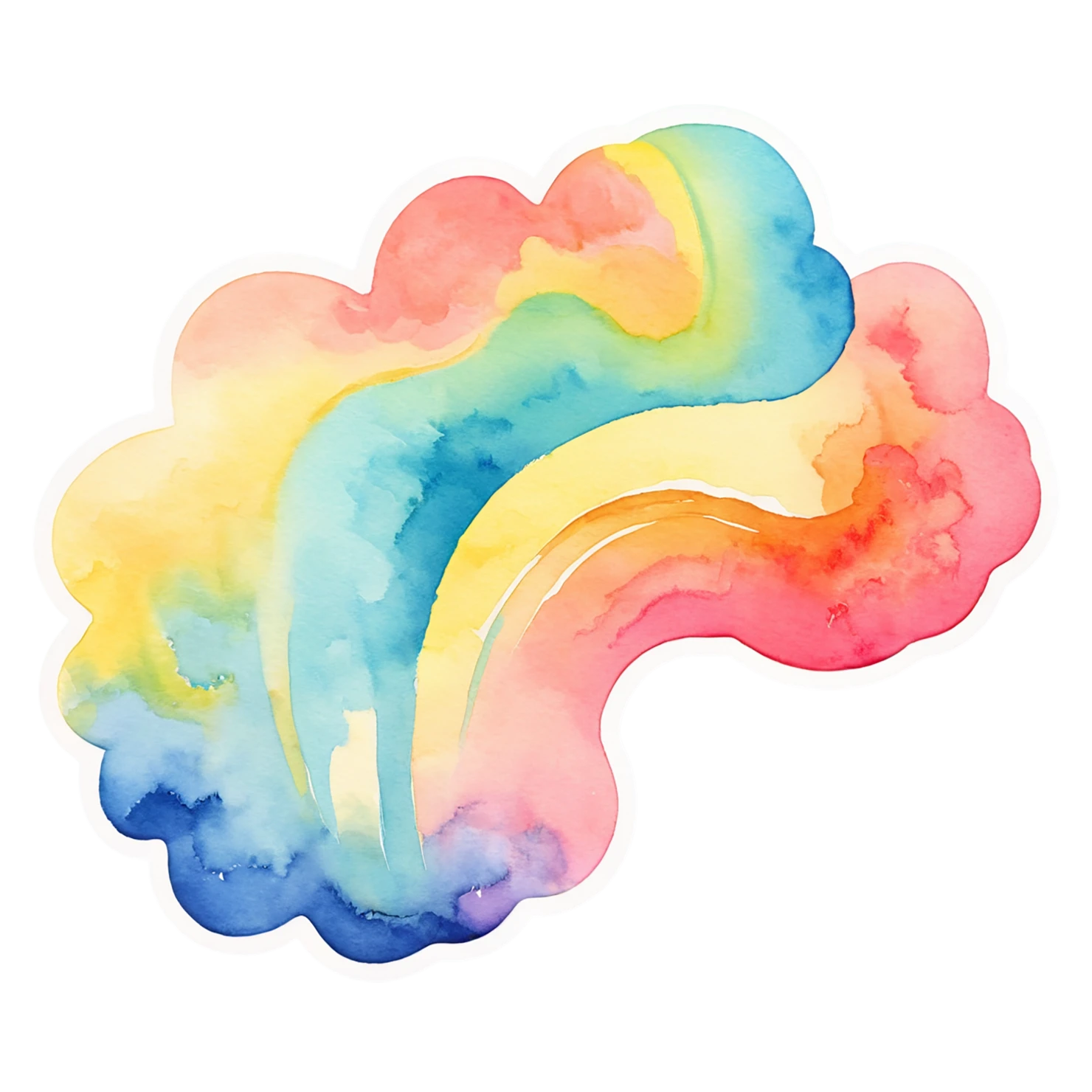 Rainbow watercolor sticker isolated on transparent background #21389