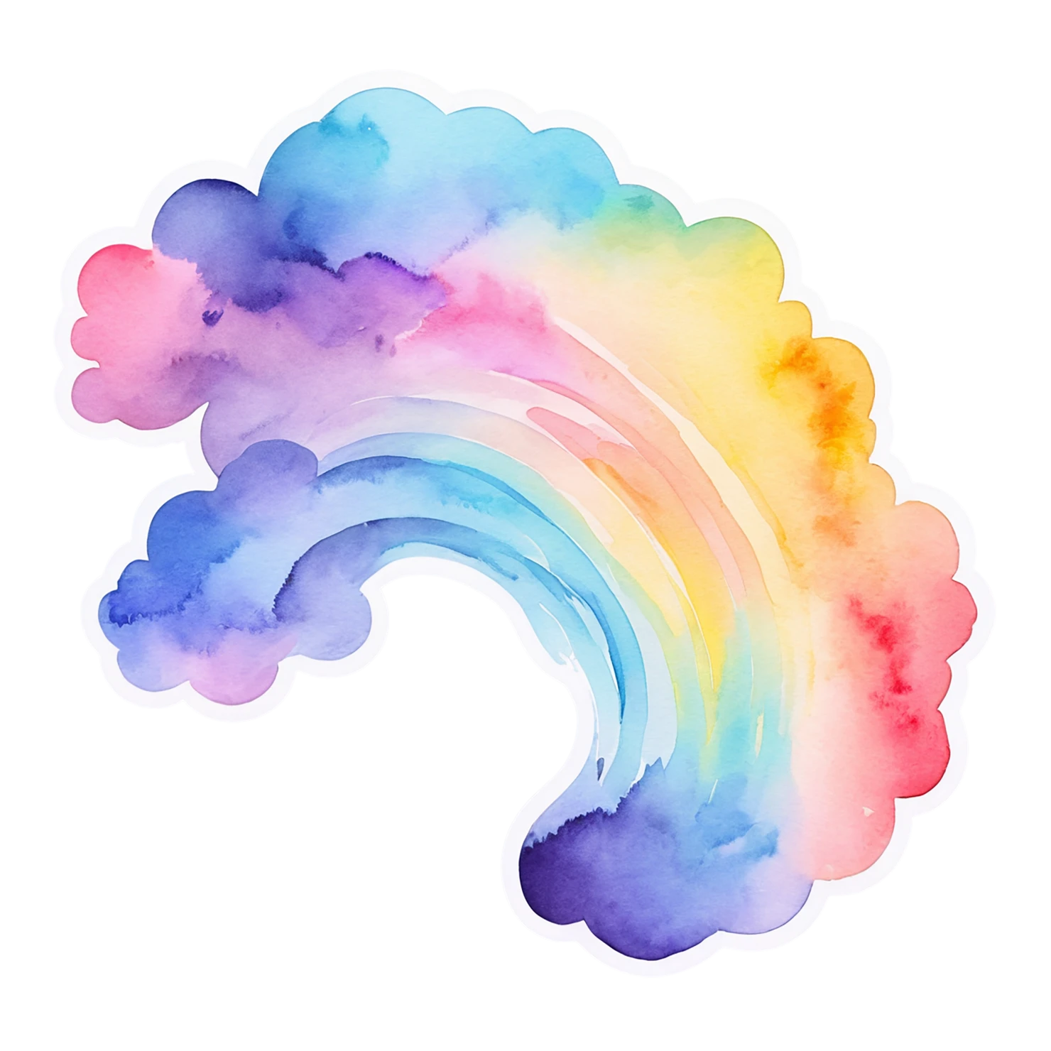 Rainbow watercolor sticker isolated on transparent background #21391