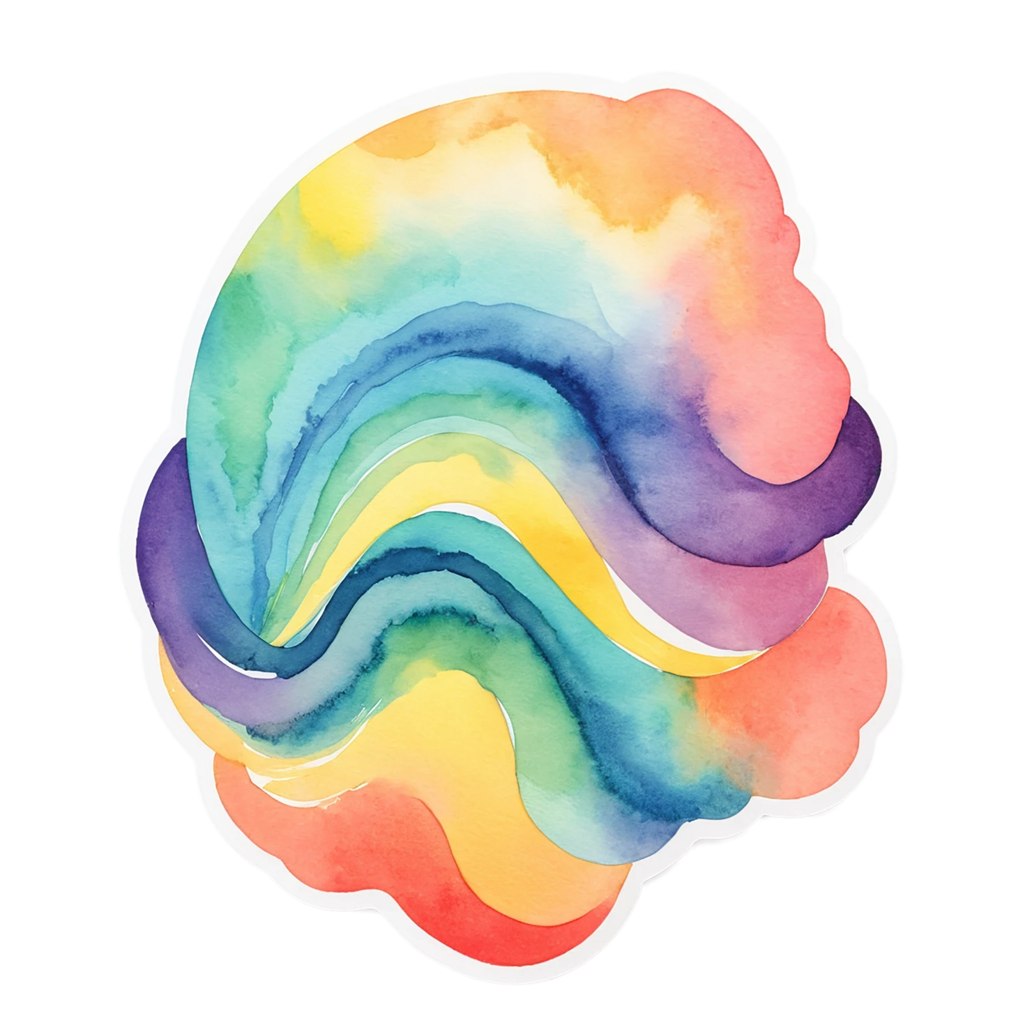 Rainbow watercolor sticker isolated on transparent background #21393