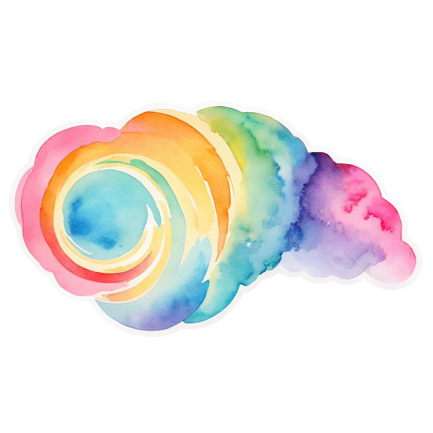 Rainbow watercolor sticker isolated on transparent background #21400