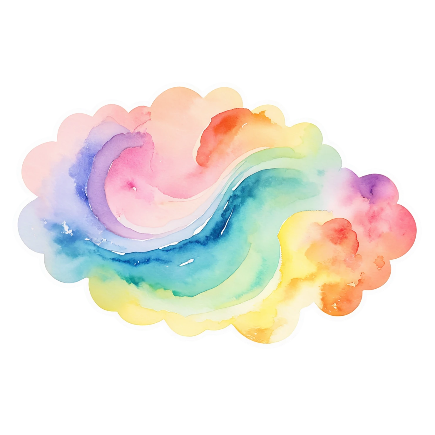 Rainbow watercolor sticker isolated on transparent background #21406