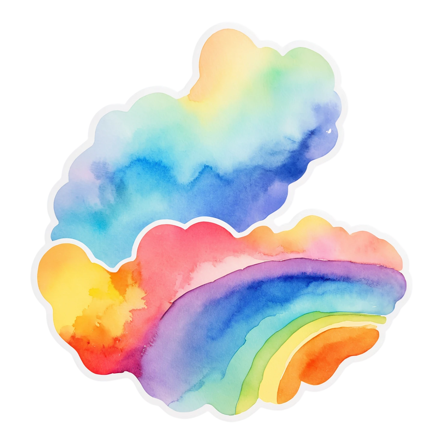 Rainbow watercolor sticker isolated on transparent background #21440